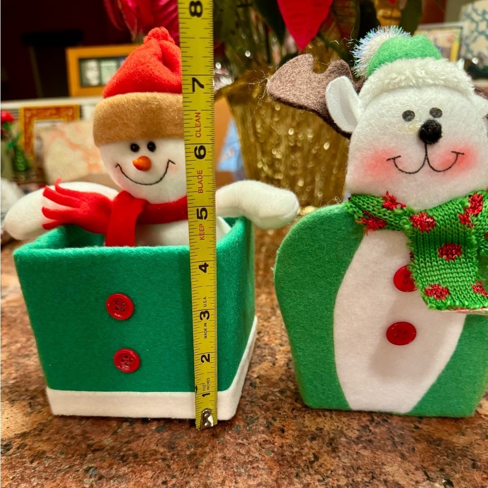 Festive & Fun Snowman & Reindeer containers 4 inches wide 8 inches tall - Picture 6 of 6
